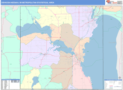 Oshkosh-Neenah Metro Area Digital Map Color Cast Style